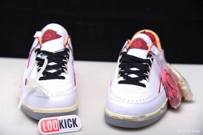 1st Kicks Shoes White SP Low DJ4375-106 Off-White Jordan Red Retro 2 0823